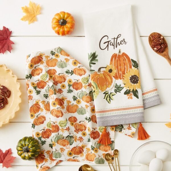 DII Decorative Thanksgiving Kitchen Towels Absorbent Cotton Fall Dish Towel Set, Dish Towel Set, 18x28, Gather, 2 Count - Image 5
