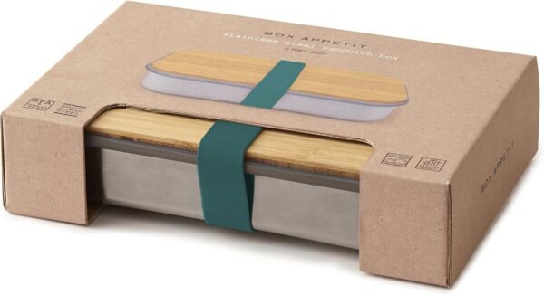 Black+Blum Stainless-Steel Sandwich Box | Plastic Free Meal Prep Lunch Box Food Container with Bamboo Lid, Ocean, 900ml / 30 fl oz - Image 2