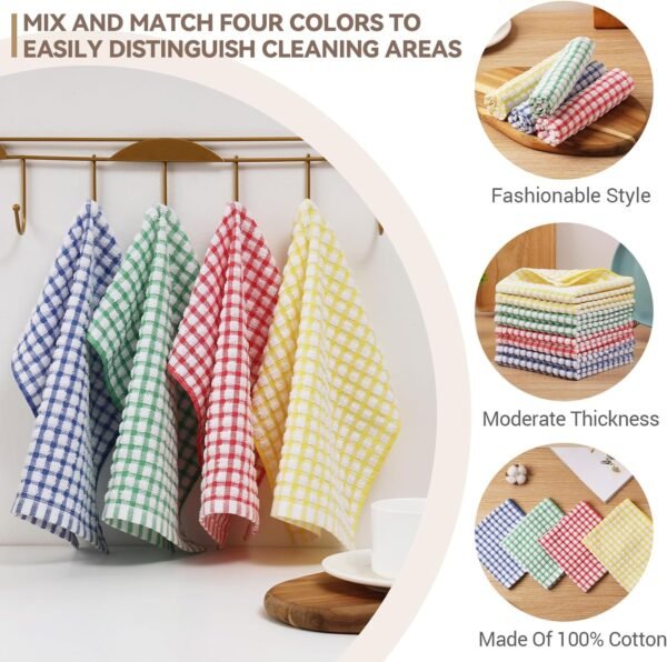 Egles 12 Packs Kitchen Dishcloths 12x12 Inches 100% Cotton Kitchen Dish Cloths for Washing Dishes Scrubbing Wash Cloths Dish Towels Sets (Mix Color) - Image 4