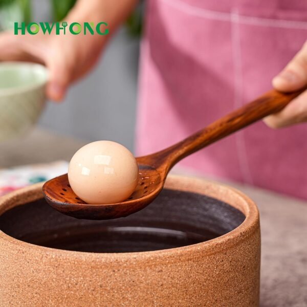 Wooden Spoons for Cooking, Acacia Wood Cooking Utensils Set – 11 Piece Wooden Kitchen Tools with Holder, Spoon Rest, Nonstick Cookware Safe by HOWHONG - Image 6