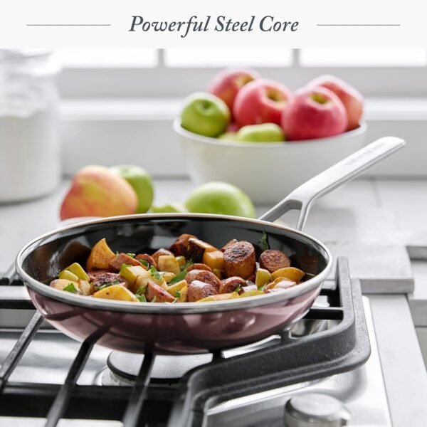 Merten & Storck European Crafted Steel Core Enameled Cookware, 9.5" Frying Pan Skillet, Induction, PFAS & PTFE Free, Dishwasher Safe, Oven & Broiler Safe, Merlot Red - Image 3