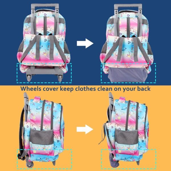 seastig Rolling Backpack for Kids Wheeled Backpack 18in Double Handle Backpack with Wheels - Image 4