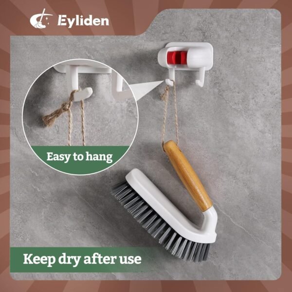 Eyliden Scrub Brush, 2 Pack Heavy-Duty Stiff Bristles Cleaning Brush, Natural Bamboo Handle, Multi Purpose Scrub Brushes for Bathroom Floor Tub Shower Kitchen Sink Carpet & Other Surface, Grey+White - Image 6