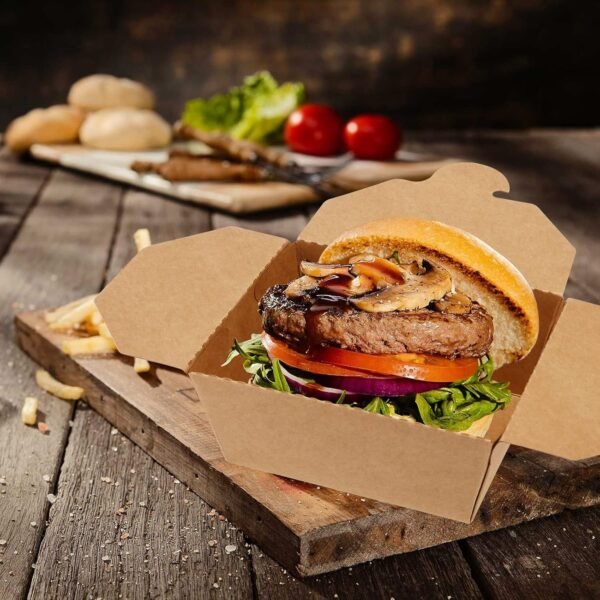 PINGEUI 60 Pack Kraft Food Containers, 30 oz Kraft Paper Brown Take Out Lunch Meal Food Packaging Boxes Leak and Grease Resistant to Go Containers for Catering Restaurant Picnic Party - Image 7