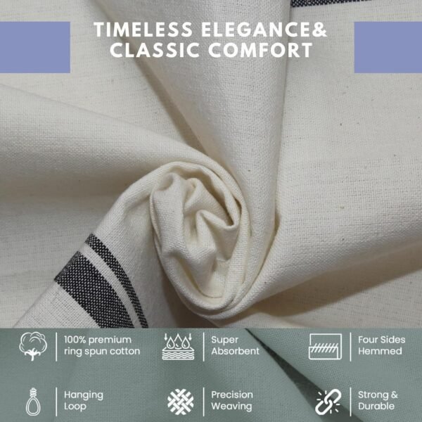 WHITEWRAP Kitchen Towels | Cotton Dish Towels for Drying Dishes| Absorbent Kitchen Dish Towels, Dishcloths| Tea Towels for Embroidery for Easter|15"x25" Stripe Black Towels 6-Pack - Image 7