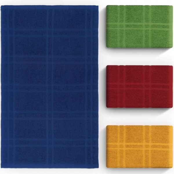 DecorRack Large Kitchen Towels, 15" x 25" Absorbent Dishcloths, 100% Cotton Hand Towels, Plaid Pattern Cleaning Rags, Assorted Set (Pack of 4) - Image 3