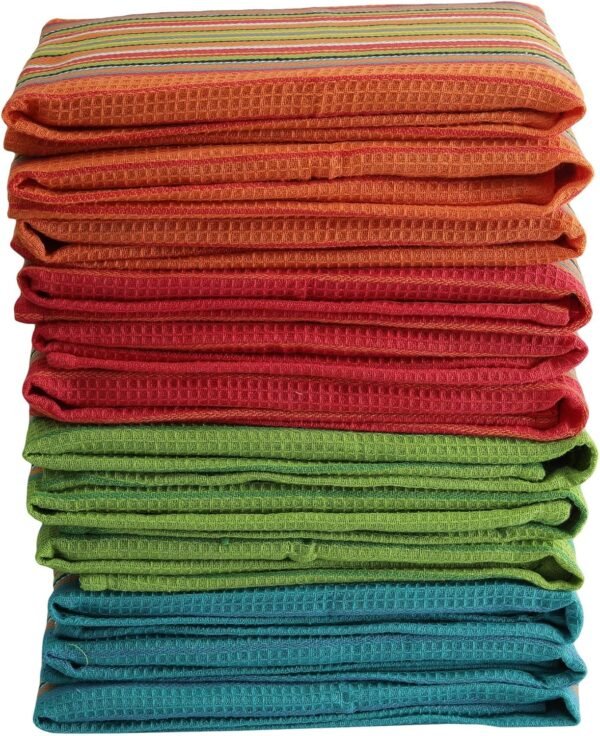 DG Collections Salsa Kitchen Towels, 100% Cotton Dish Towels for Kitchen, Set of 4 (16x28 Inches), Multi-Purpose Kitchen Essentials, Soft and Highly Absorbent Hand Towels, Waffle Design Tea Towels - Image 6