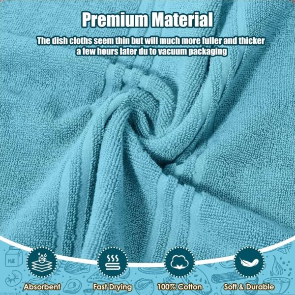 Dish Towels and Dishcloths with Oven Mitts Sets- 100% Cotton Tea Towels for Kitchen- 500 F Heat Resistant Oven Mittens 7.5"x12", Durable Dish Cloths 11.8"x11.8", Absorbent Dish Towels 13.5"x24" - Image 4