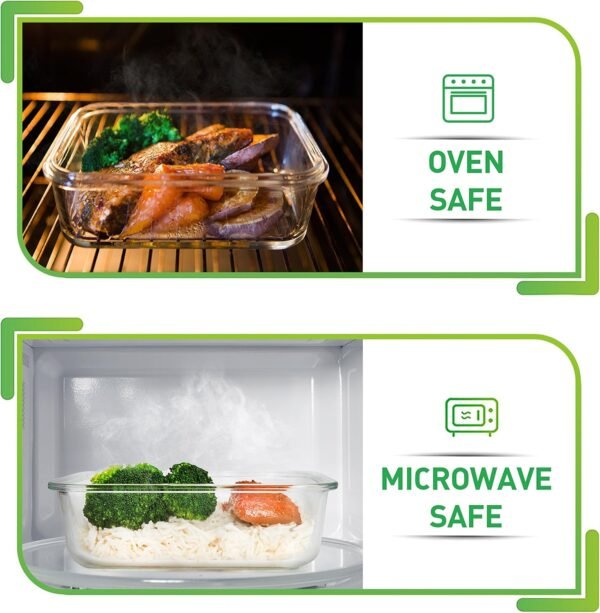 PrepNaturals 5 Pack 36 Oz Glass Meal Prep Containers - Dishwasher Microwave Freezer Oven Safe - Glass Storage Containers with Lids (Multi-Compartment) - Image 3