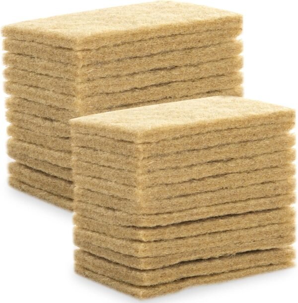 Natural Scouring Pads 24Pack, Non-Scratch Sisal Scrub Pads, Eco Friendly Scrubbers for Kitchen Cleaning, Dishes and Pots