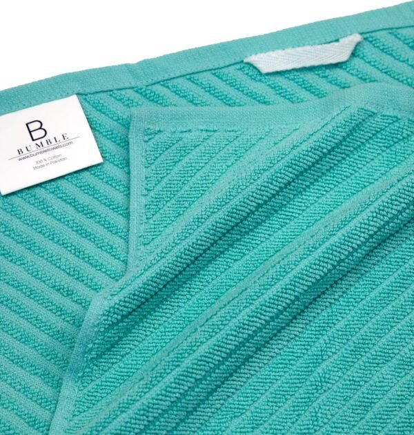 Premium Kitchen Towels (16”x 25”, 6 Pack) | Large Cotton Kitchen Hand Towels | Dish Towels | Diagonal Weave Design | 445 GSM Highly Absorbent Tea Towels Set with Hanging Loop | Aqua - Image 4