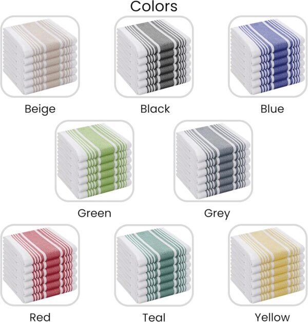 Blue Kitchen Towels Set - Pack of 6 Cotton Dish Towels for Drying Dishes 16x26 inch - Kitchen Hand Towels, Absorbent Tea Towels, Dish Towels for Kitchen, Quick Drying Kitchen Towel Set - Image 8