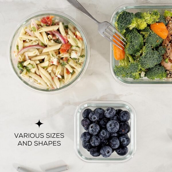 JoyJolt 24pc Fluted Glass Storage Containers with Lids. 12 Airtight, Freezer Safe Food Storage Containers, Pantry Kitchen Storage Containers, Glass Meal Prep Containers for Lunch - Image 5