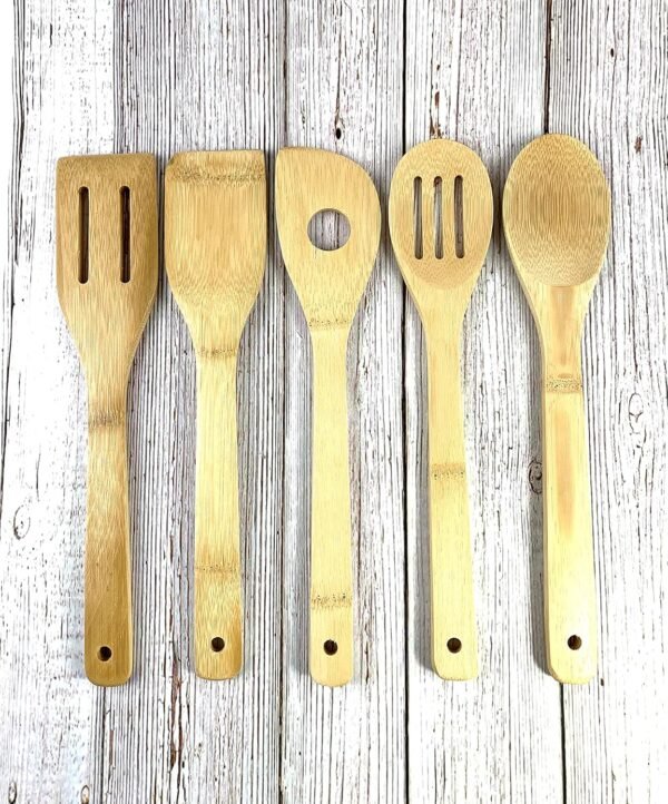JapanBargain 3670, Set of 5 Bamboo Cooking Spatulas Cooking Fork Cooking Spoon Cooking Turner Kitchen Utensils, 12 inches, 2 Set - Image 3