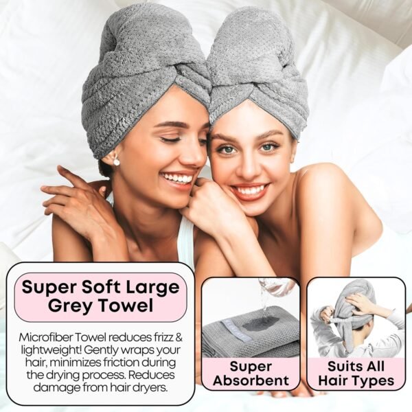 Bath Set for Women Christmas Beauty Spa Relaxation Kit: Includes Rice Shampoo Bar, Body Wash Bar, Soap Bar Holder, Wide-Tooth Hair Comb, and Microfiber Hair Towel – Perfect Bath Xmas Gifts for Women - Image 5