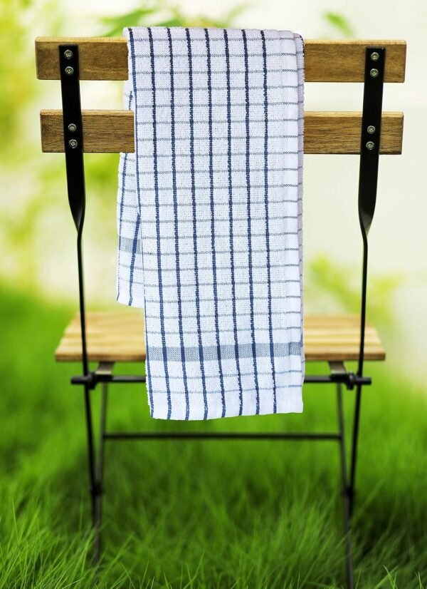AMOUR INFINI Terry Dish Towels Pack of 4 Highly Absorbent Quick Dry Super Soft 20x28 Inch Kitchen Towel with Hanging Loop for Cleaning & Drying Dishes (Blue) - Image 3