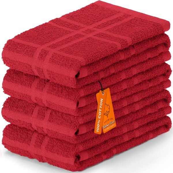 DecorRack Large Kitchen Towels, 15" x 25" Absorbent Dishcloths, 100% Cotton Hand Towels, Plaid Pattern Cleaning Rags, Assorted Set (Pack of 4) - Image 5