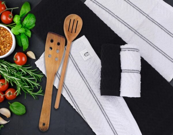 Kitchen Terry Towels [12 Pack, Black & White]-100% Cotton Dish Towels 15"x25" -Dish Cloth, Tea Towels, Cleaning Towels and Bar Towels. - Image 2