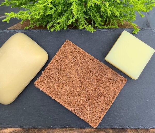 Marasol Soap Saver and Scrub Pad (2) | Coconut Fiber - Compostable | Plastic Free - Zero Waste | Bar Soap Holder | Tough Non-Scratch Scour Pad | Vegetable Brush | 2-Pack - Image 6