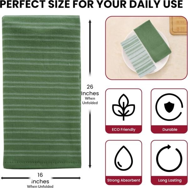 Lux Decor 6-Pcs Kitchen Towels Set 16x26 - Ultra-Absorbent, Soft, and Durable 100% Cotton Terry-Cloth Dish Towels - Perfect for Cleaning, Drying (Green) - Image 5