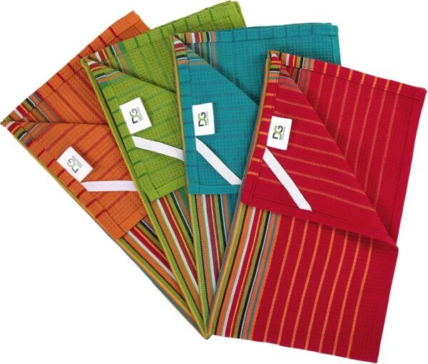 DG Collections Salsa Kitchen Towels, 100% Cotton Dish Towels for Kitchen, Set of 4 (16x28 Inches), Multi-Purpose Kitchen Essentials, Soft and Highly Absorbent Hand Towels, Waffle Design Tea Towels - Image 7