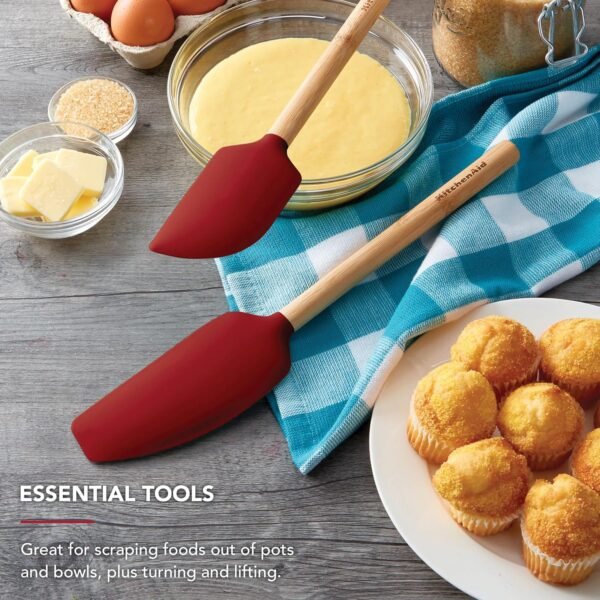 KitchenAid Bamboo Spatula Set, Empire Red, 2-Piece - Image 4