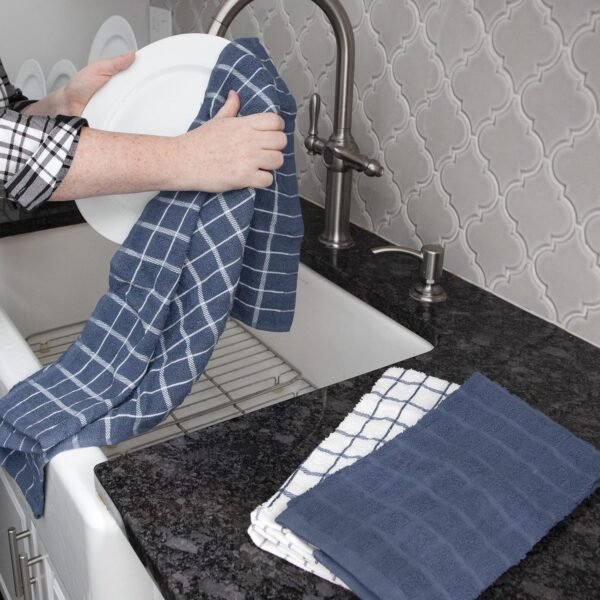 Ritz 100% Cotton Terry Kitchen Dish Towels, Highly Absorbent, 25” x 15”, 3-Pack, Federal Blue - Image 4