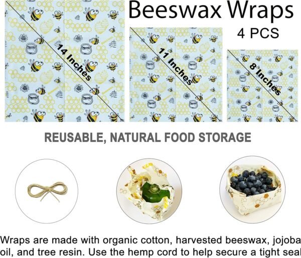 17 PCS Zero Waste ECO Friendly Gift: Reusable Food Storage Bags, Reusable Beeswax Wrap, Mesh Bags, Reusable Straws. Gift for women and men. - Image 2