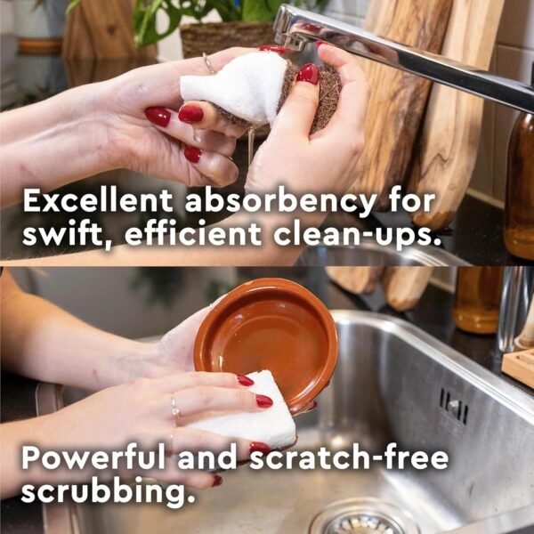 Natural Sponges for Dishes - More Durable and Genuinly Eco Friendly Sponges - 100% Coconut Sponge - Zero Polyester Odor Free Biodegradable Kitchen Sponges - Stiched Compostable Sponges by ZeroWastely - Image 4