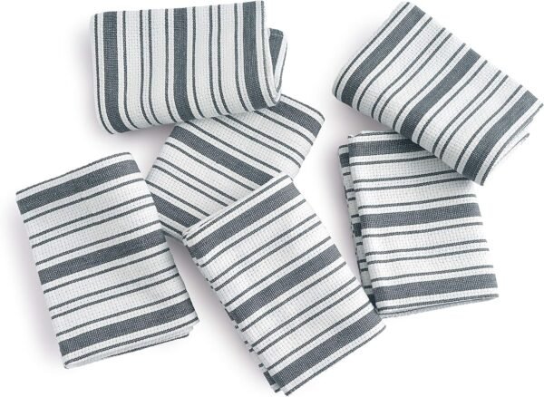 Kitchen Towels Set – Pack of 6 (20’’ x 30’’) Extra Large Premium Cotton Dish Towels for Kitchen – Basket Weave Towels – Highly Absorbent – 100% Cotton – with Hanging Loop – Dark Grey - Image 3