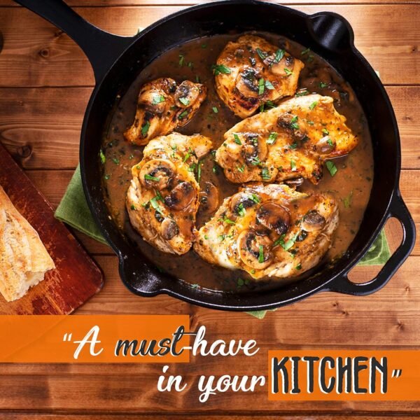 NutriChef 3pc Cast Iron Skillet Set - Nonstick Pans with Drip Spout, Silicone Handles, For All Cooktops - Image 7