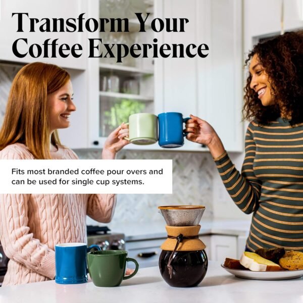Willow & Everett Pour Over Coffee Dripper - Reusable Filter & Strainer for Medium Coarse Ground Coffee - Paperless Coffee Maker for Carafe - Image 4