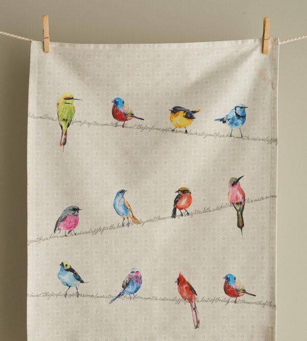 Maison d' Hermine Birdies On Wire 100% Cotton Set of 2 Multi-Purpose Kitchen Soft Absorbent Dish Towels | Tea , Bar Towels (20 Inch by 27.50 Inch) - Image 2