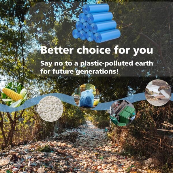 Compostable Trash Bags 4 Gallon 200 Packs,AYOTEE Biodegradable Trash Bags,Blue Recycle Bags,No leak Small Trash Bags,Small Garbage Bags 4 Gallon Trash Bags Unscented,4-6 Gal Bathroom Trash Bags - Image 5