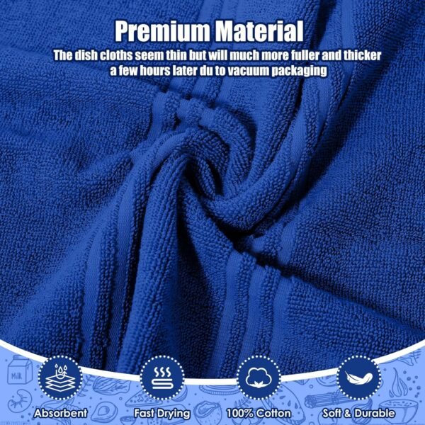 Dish Towels and Dishcloths with Oven Mitts Sets- 100% Cotton Tea Towels for Kitchen- 500 F Heat Resistant Oven Mittens 7.5"x12", Durable Dish Cloths 11.8"x11.8", Absorbent Dish Towels 13.5"x24" - Image 4