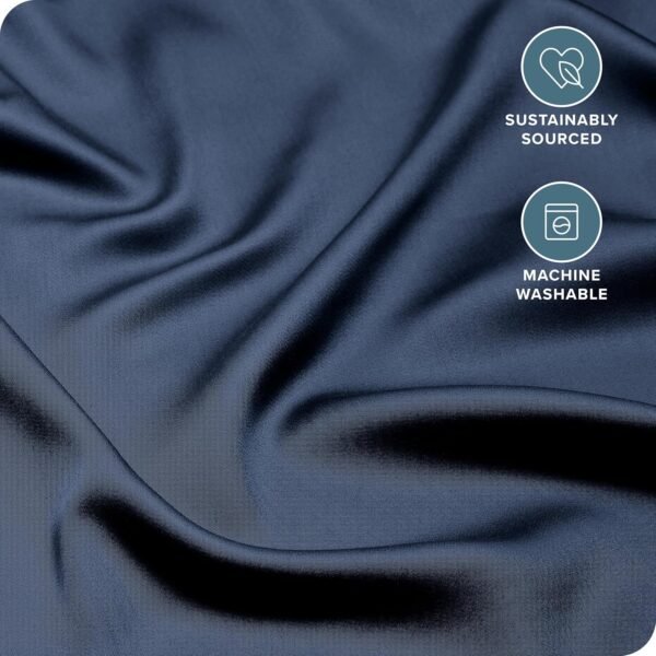 Bare Home 100% Rayon Made from Bamboo Luxury Queen Sheet Set - 4 Piece Bedding Set - Deep Pockets - Cooling Sheets - Breathable - Easy Fit - Soft Bedding Sheets & Pillowcases (Queen, Dark Blue) - Image 5