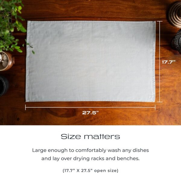 Premium Silver Infused Kitchen Towels - 100% Organic Cotton Dish Towels - Odor Controlled Tea Towels (Pack of 4) Absorbent Kitchen Hand Towels Gray - Image 6
