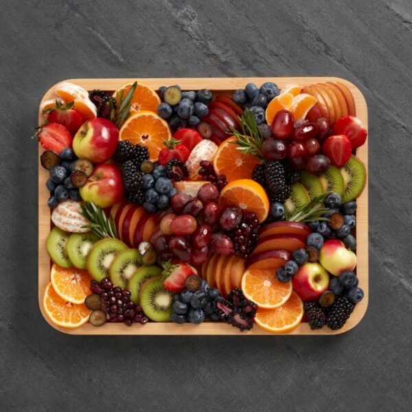 Farberware Build-A-Board Bamboo Cutting Board with Built-in Compartments and Clear Locking Lid with Navy Handles, Perfect for Charcuterie, Snacks, and More - Make it. Take it. Enjoy it, 11x14 Inches - Image 6