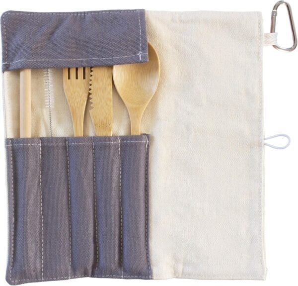 Totally Bamboo Take Along Reusable Bamboo Utensil Set with Straw, Dishwasher Safe, Pineapple Design - Image 7
