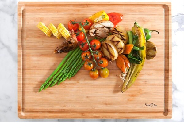 EXTRA LARGE Organic Bamboo Cutting Board & Thick Butcher Block w/Juice Groove - 17x13x1.5" Wood Cutting Board, Premium Quality and Professional Design - Bamboo Chopping Block (Bamboo) - Image 6