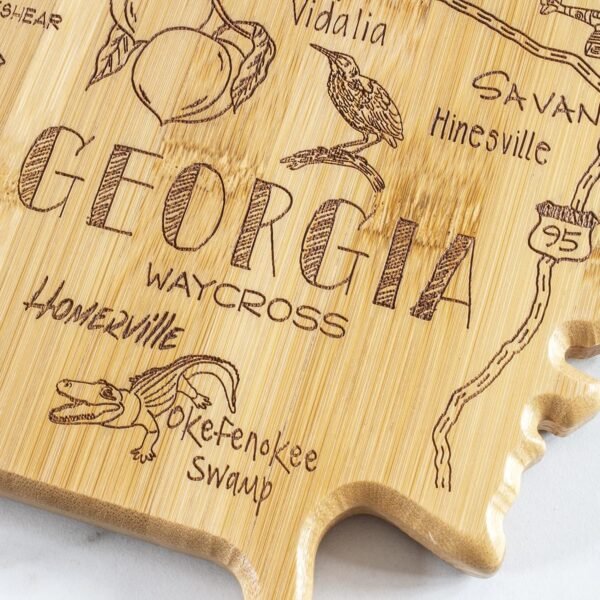 Totally Bamboo Destination Georgia State Shaped Serving and Cutting Board, Includes Hang Tie for Wall Display - Image 5
