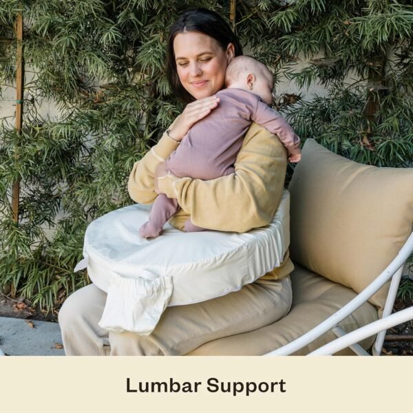 My Brest Friend Deluxe Organic Nursing Pillow 100% Organic Cotton Slipcover Ergonomic Breastfeeding Pillows Supports Both Mom and Baby Breastfeeding Essentials Handy Side Pocket Cream - Image 6