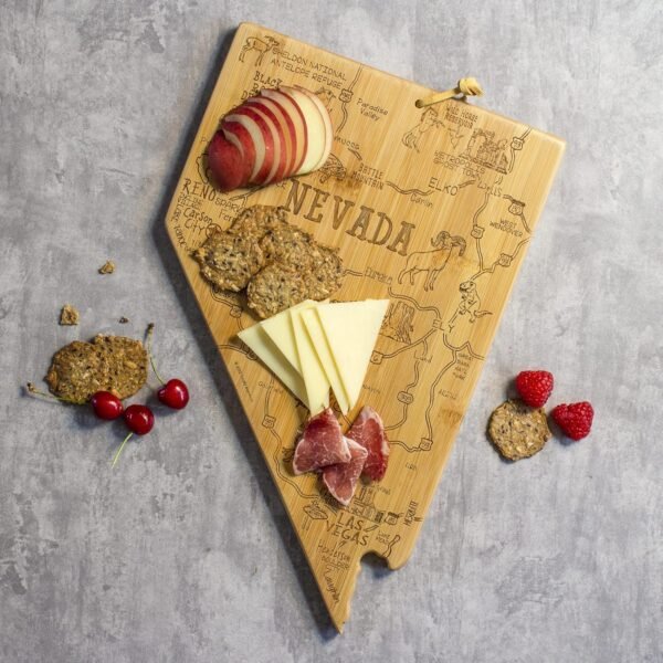 Totally Bamboo Destination Nevada State Shaped Serving and Cutting Board, Includes Hang Tie for Wall Display - Image 2