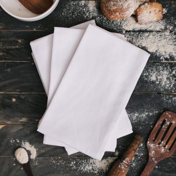 DG Collections Flour Sack Dish Towels for Kitchen, Set of 12 (18 x 28 Inches), Multi-use White Kitchen Towels, 100% Cotton, Highly Absorbent Hand Towels, Tea Towels for Embroidery, and Print - White