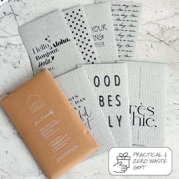Long Gray 7 Pack Reusable Swedish Dishcloth, for Kitchen and Household Use, Super Absorbency, Made in Sweden, Cellulose Sponge Dish Cloths for Washing Dishes, Paper Towel Replacement - Image 7