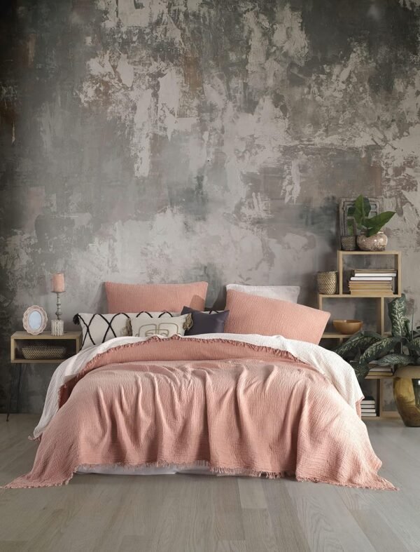Organic Cotton 100% Dual Colored 4-Layer Muslin Throws and Pillowcases, Breathable Ultra Soft Muslin Throws,Lightweight and Pre-Washed (Terra Cotta & Beige, Twin XL) - Image 3