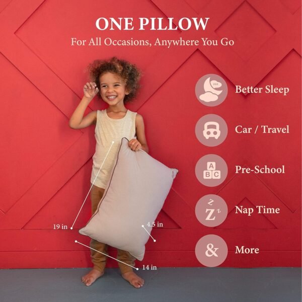 Pharmedoc Little Garoo Toddler Pillow with Pillowcase – 14x19 Pillow – Mocha Organic Cotton Toddler Pillows for Sleeping, Kids Pillow, Travel Pillows for Sleeping, Mini Pillow, Toddler Bed Pillows - Image 6