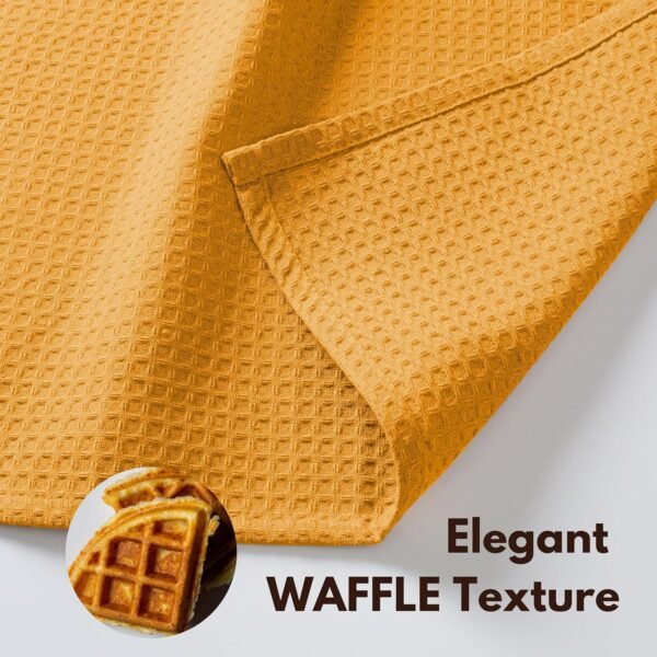 Native Fab 100% Cotton Kitchen Towels 4 Pack (16"x26") & Dish Cloths 4 Pack (12"x12") - 8 Piece Kitchen Set, Absorbent, Durable for Cleaning and Cooking - Ideal for All Kitchen Tasks - Mustard Yellow - Image 3