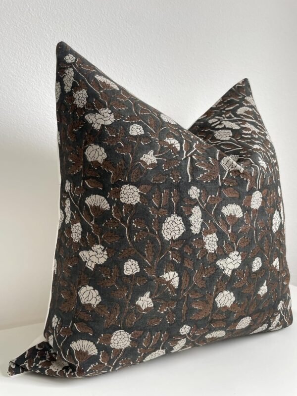 Canyon Theory Hand Block Print Pure Linen 20x20 Inch Throw Pillow Cover: Handmade Vintage Cushion Cover (Emmet) - Image 4
