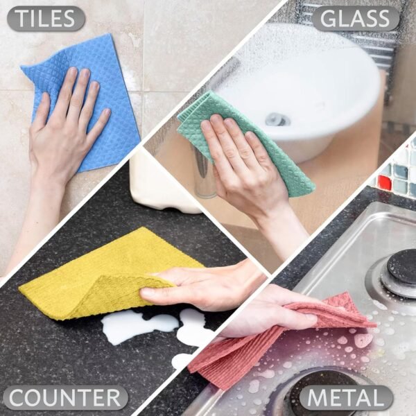 Swedish Dishcloths for Kitchen - 15 Pack - Eco Friendly Biodegradable & Sustainable Sponge Kitchen Cloth - Absorbent & Odour Free Dish Cloths for Kitchen - Paper Towel Alternative - Image 2